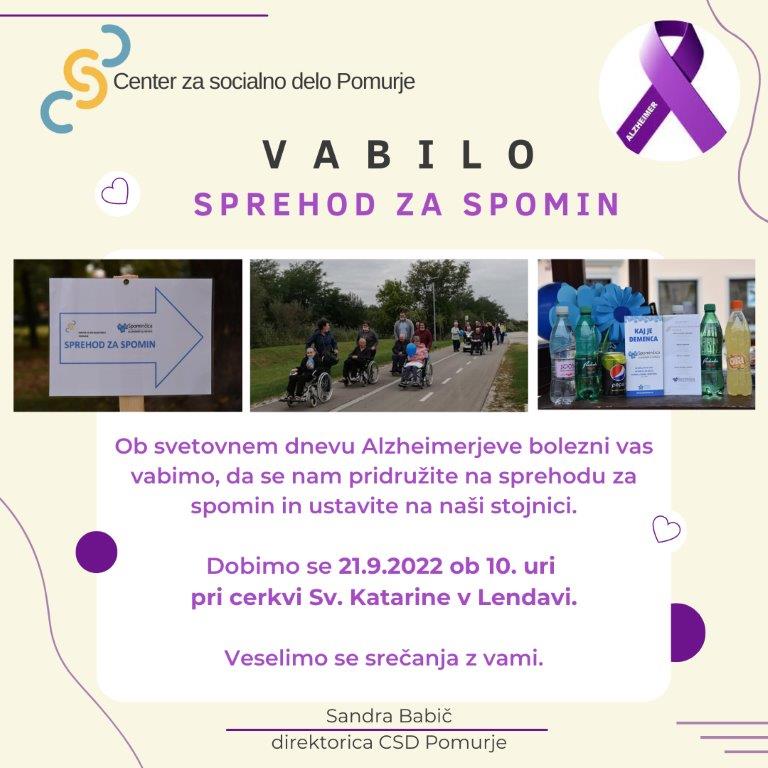 Vabilo sprehod za spomin Lendava